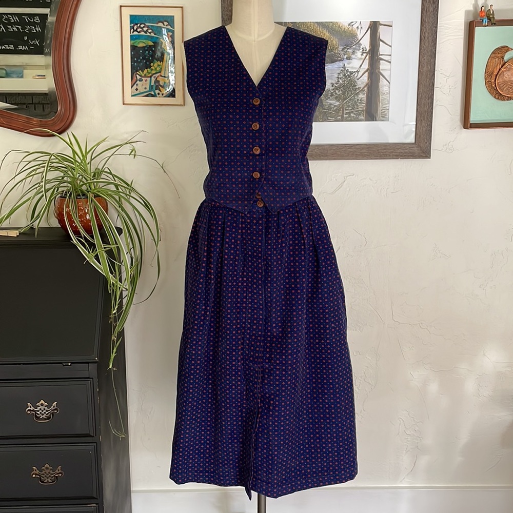 Vintage Corduroy Vest and Skirt Set